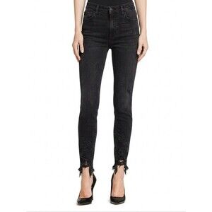 J Brand Black Frayed Hem Skinny Jeans
